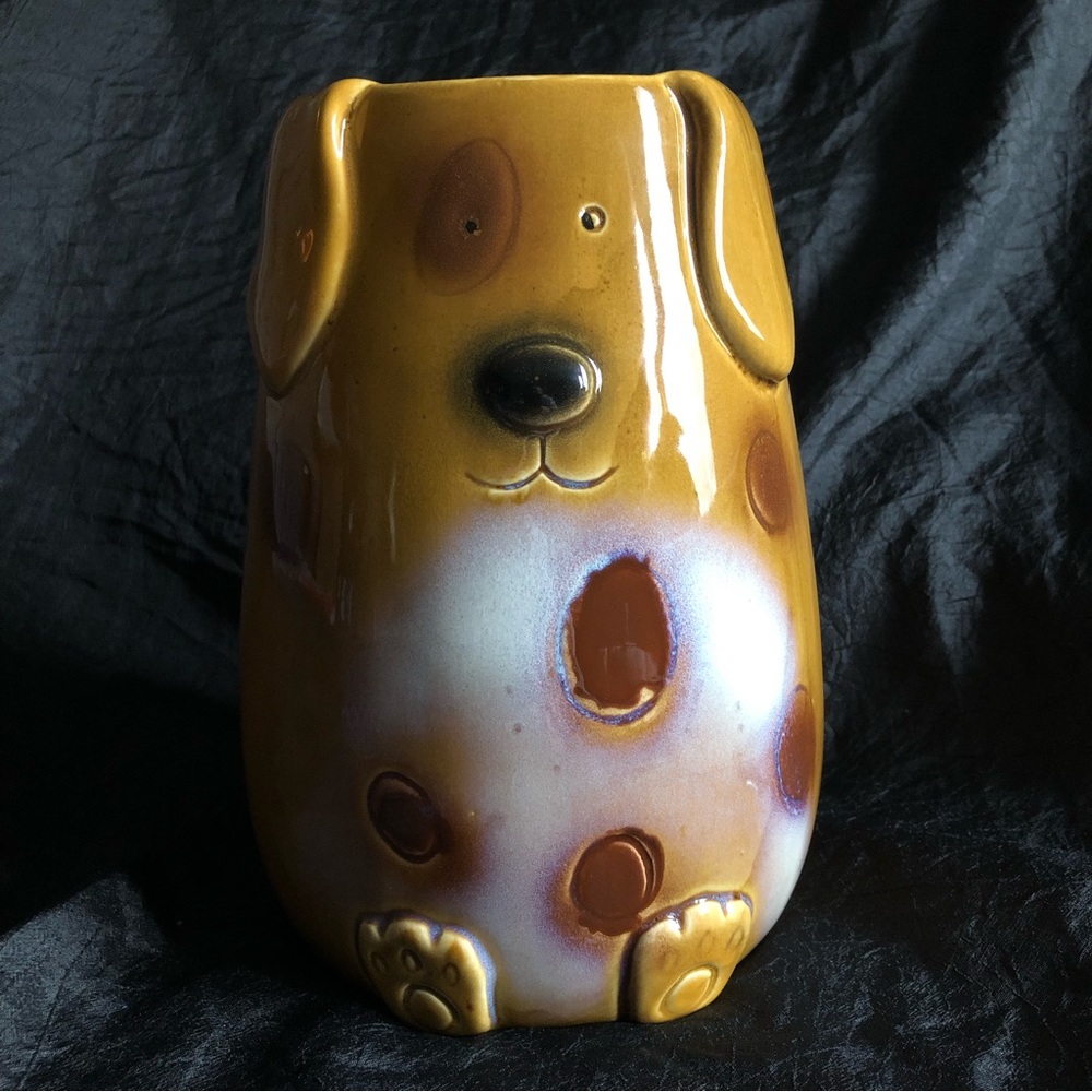 Multi Purpose Spot Dog Glazed Stoneware Vase Utensil Holder